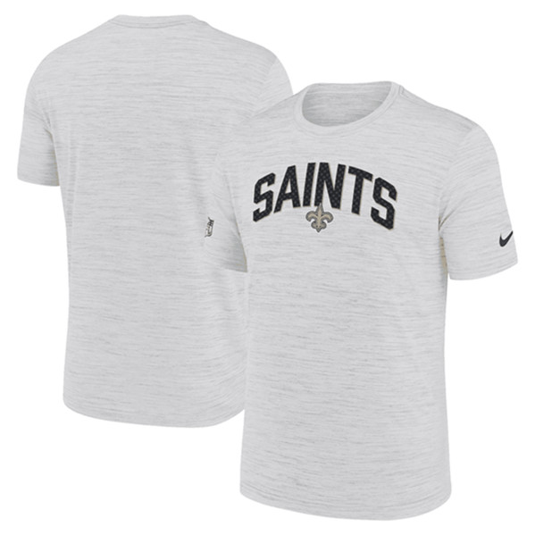Men's New Orleans Saints White Sideline Velocity Stack Performance T-Shirt